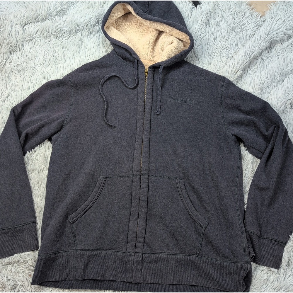 Timberland Sweatshirt Mens XL Tall Hoodie Pockets Logo Chore Work Zip Up Outdoor